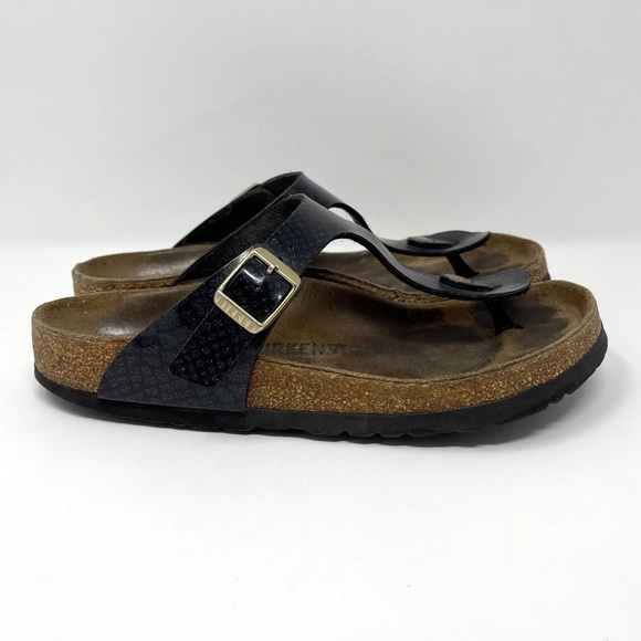 Birkenstock Gizeh Sandals Magic Snake Black - Picture 1 of 8